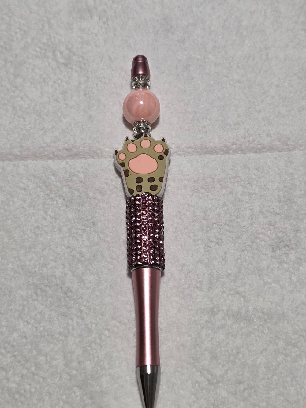 Pink Cat Paw Crystal Accent Ballpoint Pen
